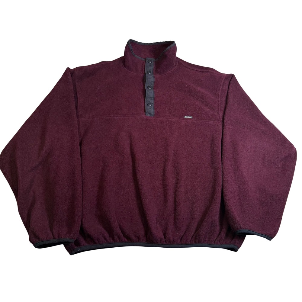 Woolrich Fleece Pullover Men XL Long Burgundy Excellent Vintage 90s Polartec USA